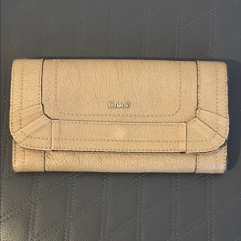 Chloé Paraty Flap Beige Leather Wallet